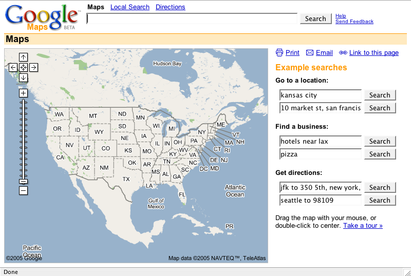 Google Maps Beta version (2004)